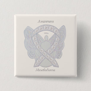 Mesothelioma Awareness Ribbon Angel Custom Button