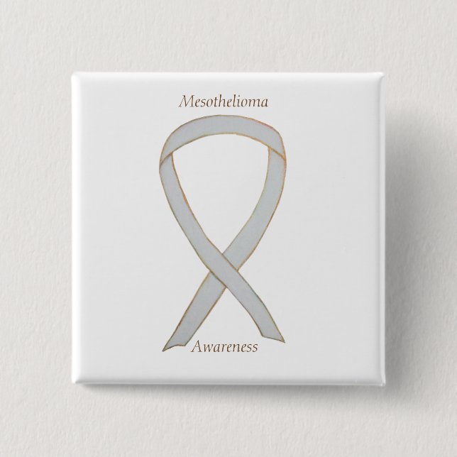 Mesothelioma Awareness Ribbon Custom Button (Front)