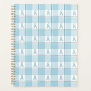 Mesothelioma Cancer Awareness Plaid Light Blue Planner