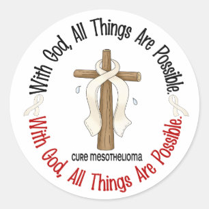 Mesothelioma With God Cross 1 Classic Round Sticker
