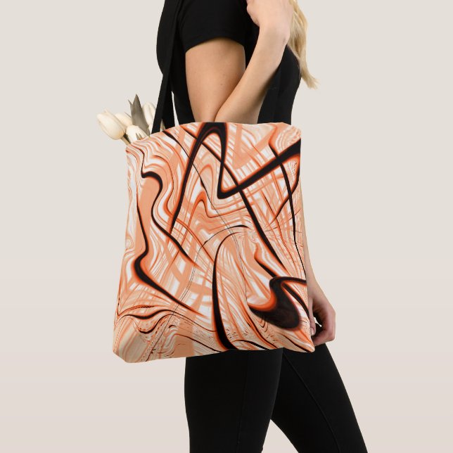Mess of brown wavy strokes in different directions tote bag (Close Up)