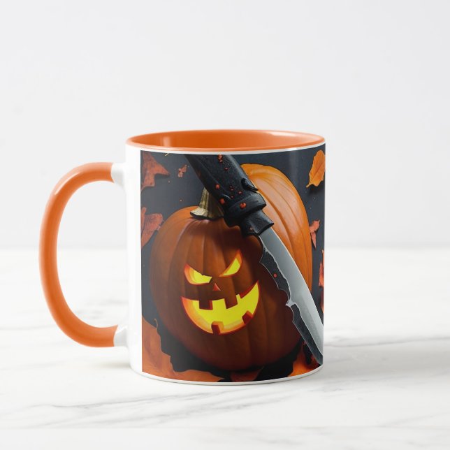 Message amusant - Mauvais Citrouille de café Mug (Gauche)