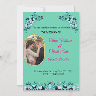 Message au verso d'une invitation de mariage moder