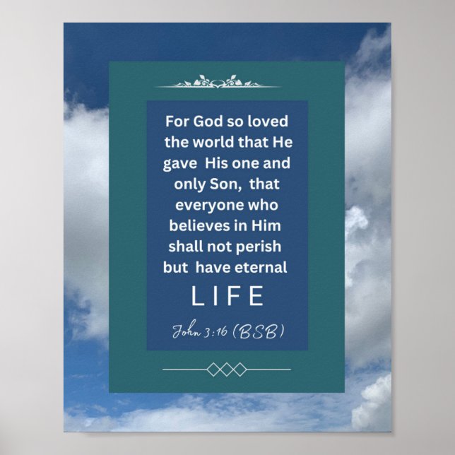 Message d'amour - John 3-16 - 8 x 10 Poster (Devant)