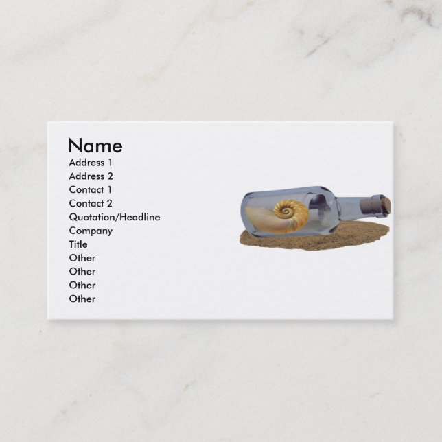 Message Dans La Carte De Profil De Bouteille (Devant)