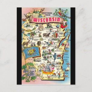 Message de bienvenue de la carte postale Wisconsin