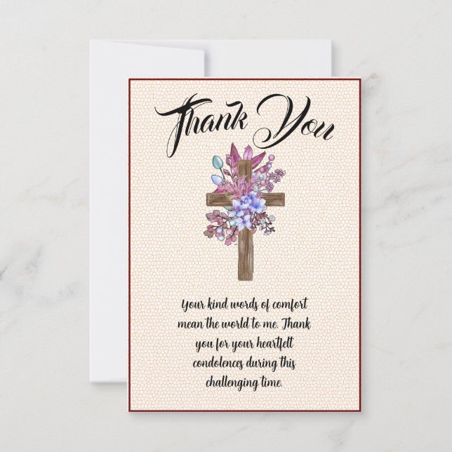 Message de Merci Floral Cross pour les condoléance (Devant)