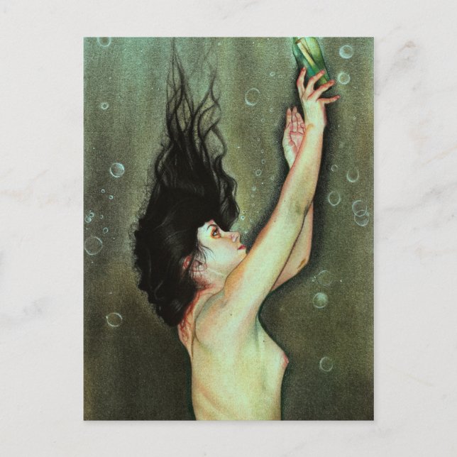 Message de sirène dans une bouteille Carte postale (Devant)