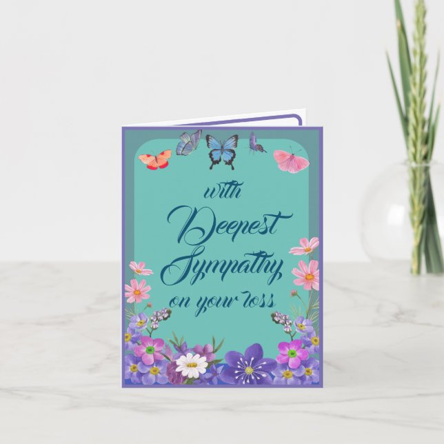 Message De Sympathie Papillons Floraux Carte Pour  (Devant)