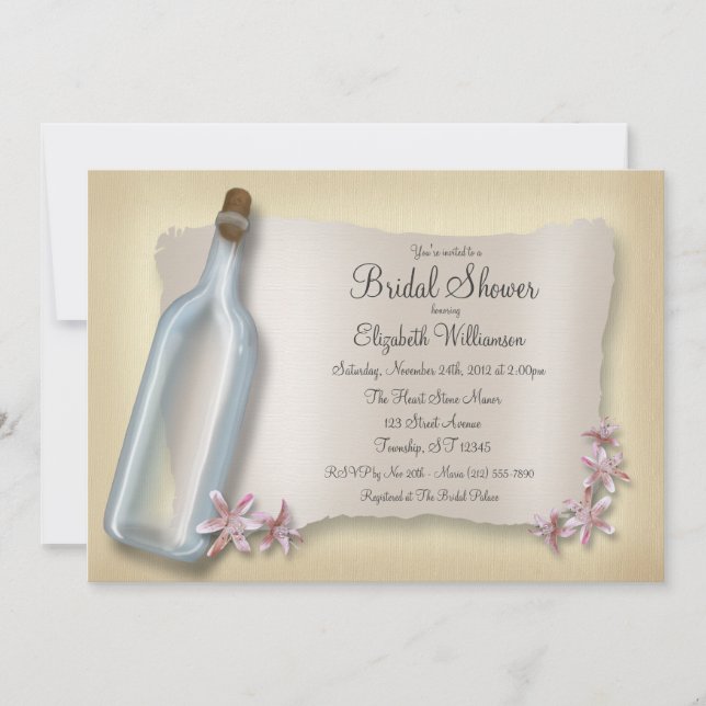 Message d'une bouteille ~ Invitations de douche nu (Devant)