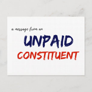 Message d'une carte postale constitutive non payée
