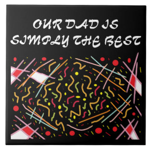 Message for Dad red black white design logo Tile