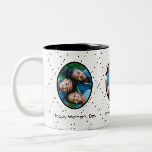 Message For Mom With Pictures Black and White Two-Tone Coffee Mug