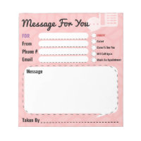 Message For You Phone Call Office Pad Customizable
