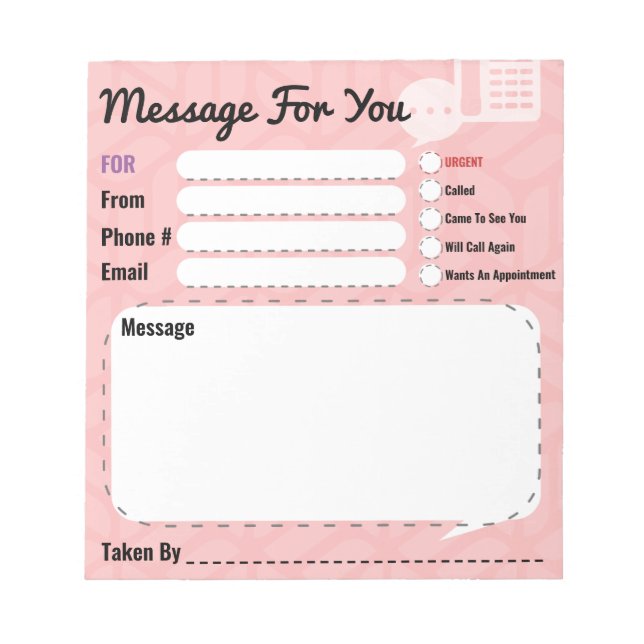 Message For You Phone Call Office Pad Customizable (Front)