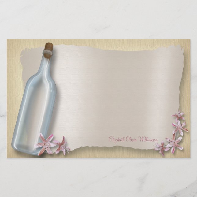 Message From a Bottle ~ horizontal stationery (Front)