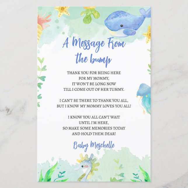 Message From The Bump Summer Baby Shower  (Front)