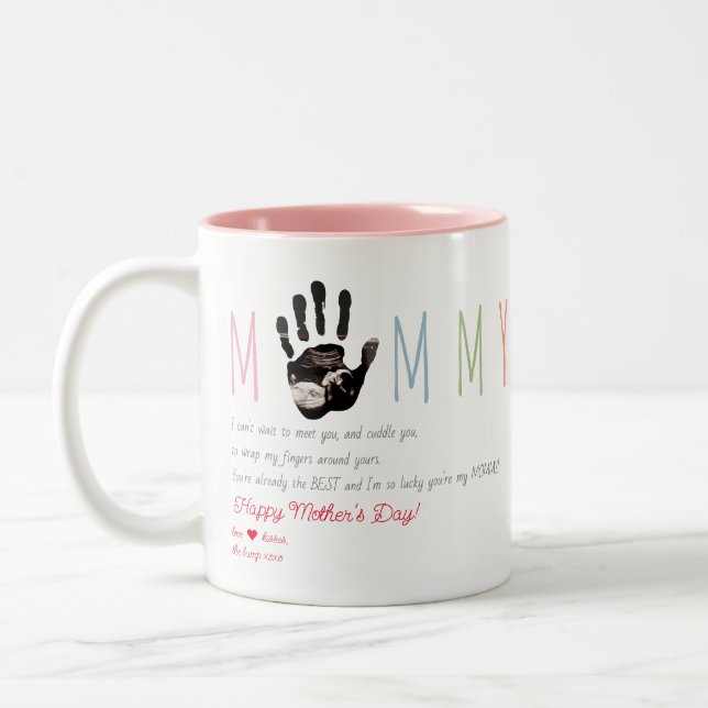 Message from the Bump Ultrasound 1st Mother's Day Two-Tone Coffee Mug (Left)
