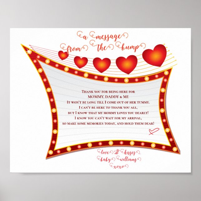 Message From The Bump Valentine Baby Shower Poster (Front)
