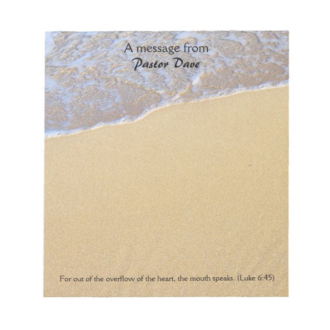 Message From The Pastor, Beach Sand Note Paper (Front)