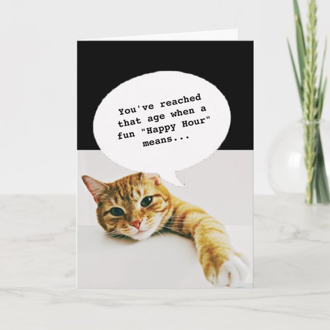 Message Happy Hour Obtenir Vieux Amusant Carte Ann (Devant)
