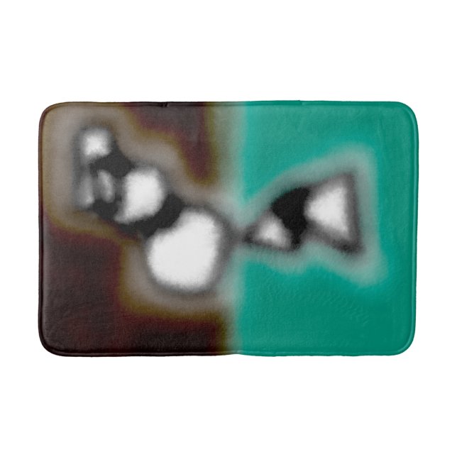 Message in a Bottle: Abstract Brown, Teal, B & W Bath Mat (Front)