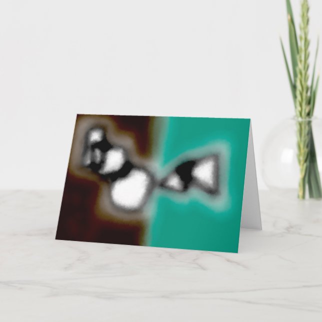 Message in a Bottle: Abstract Brown, Teal, B & W Card (Front)