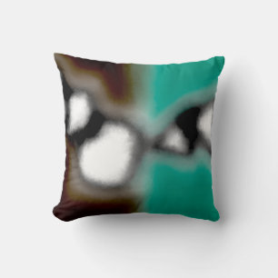 Message in a Bottle: Abstract Brown, Teal, B & W Throw Pillow