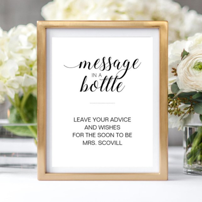 Message In A Bottle Advice Wishes Bridal Shower Poster (Creator Uploaded)