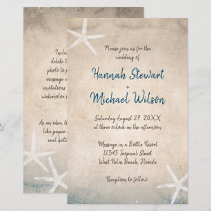 Message in a Bottle Beach Scroll Invitation
