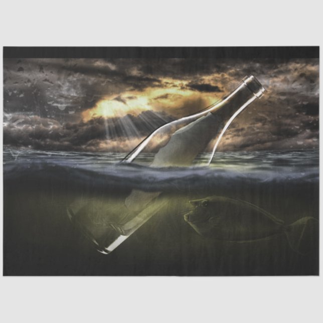 Message in a Bottle Ocean 20-x30 Decoupage Tissue Paper (Front)