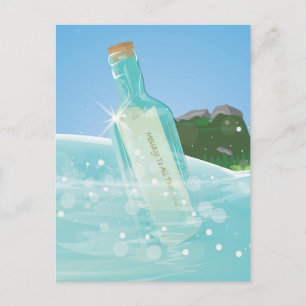 Message in a bottle postcard