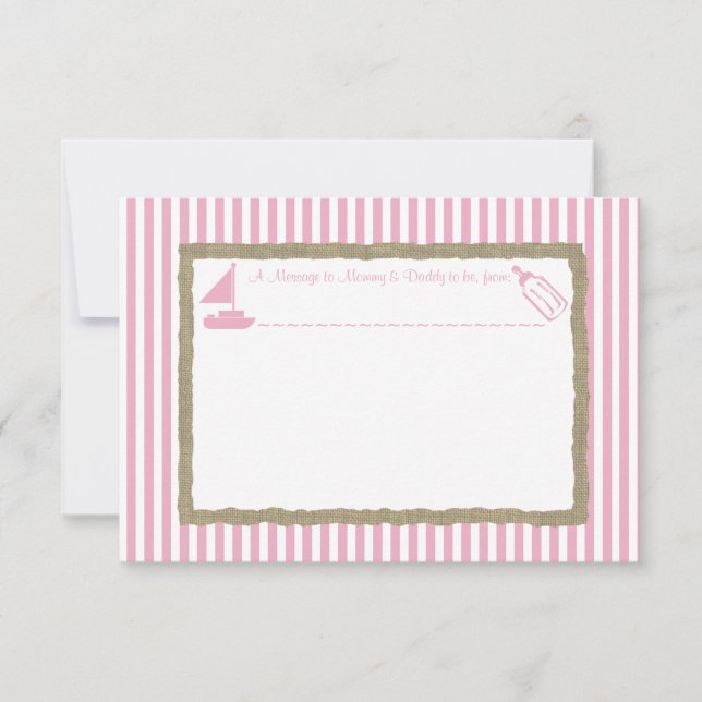 Message in A Bottle Sail boat Baby Shower Pink Invitation (Front)
