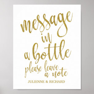 Message in a Bottle Sign Glitter 8x10 Wedding Sign