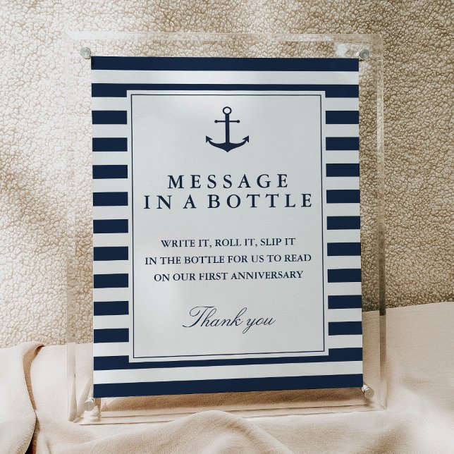 Message In A Bottle Sign Nautical Navy Stripes (Creator Uploaded)