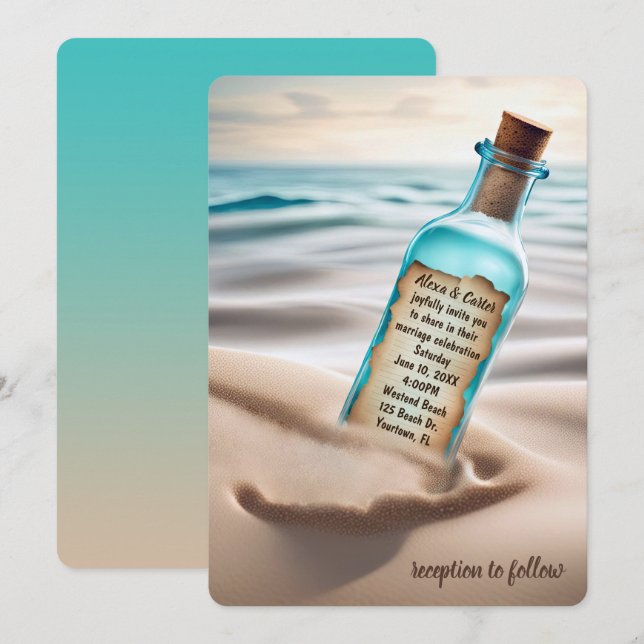 Message In a Bottle Wedding Invitation (Front/Back)