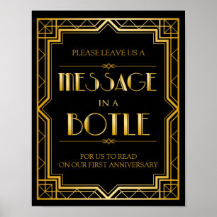 Message in a Bottle Wedding Sign   Art Deco Gatsby