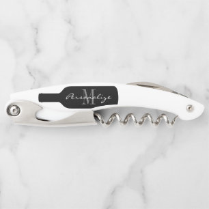 Message in a wine bottle custom monogram foldable corkscrew