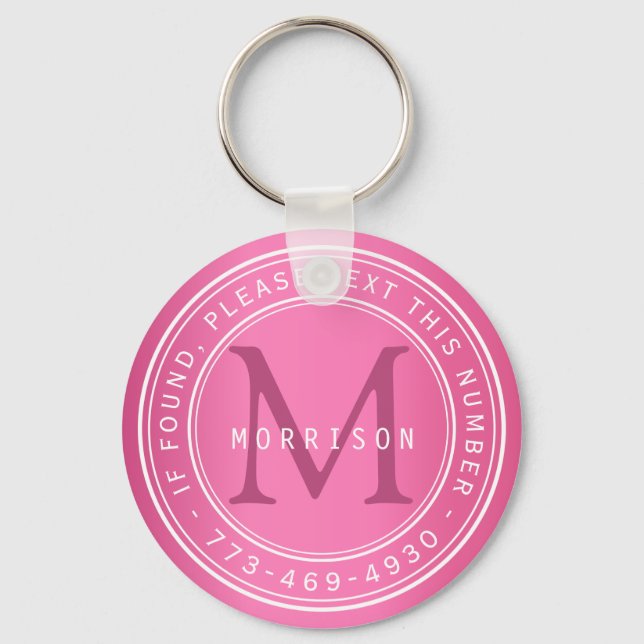 Message - Monogram in Pink Keychain (Front)