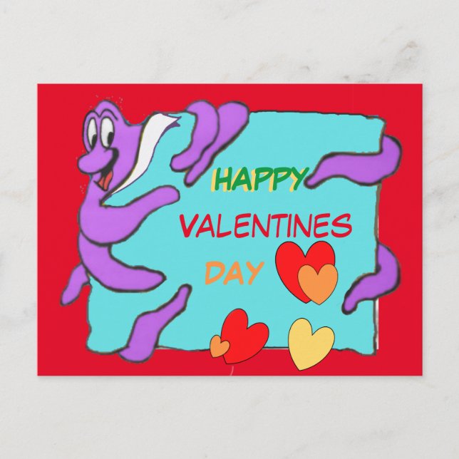 Message Octopus Bonne Valentines Jour Carte postal (Devant)