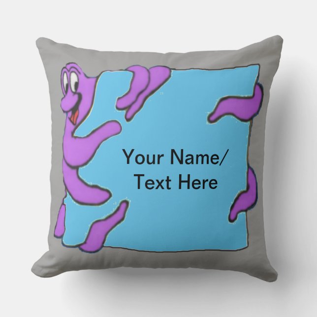 Message Octopus Cartoon add your Text Throw Pillow (Front)