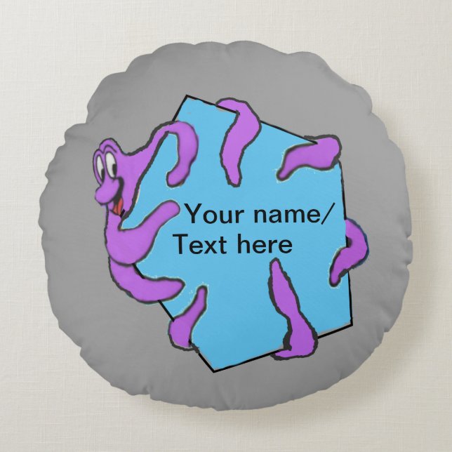 Message Octopus Cartoon Cust. Coussins rond (Devant)