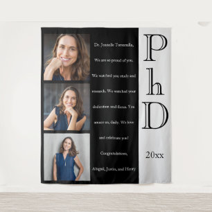 Message Photo Black PhD Graduation Tapestry