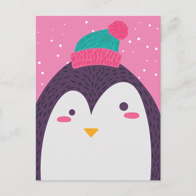 Message Pingouin mignon de la carte postale Fête E (Devant)