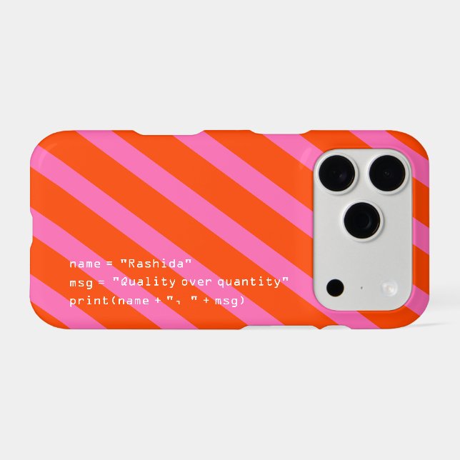 Message rose orange et blanc en code Python  (Verso (Horizontal))