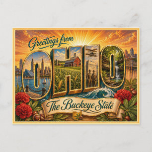 Message vintage de l'Ohio sur carte postale