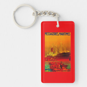 Messageries Maritimes Vintage PosterEurope Keychain