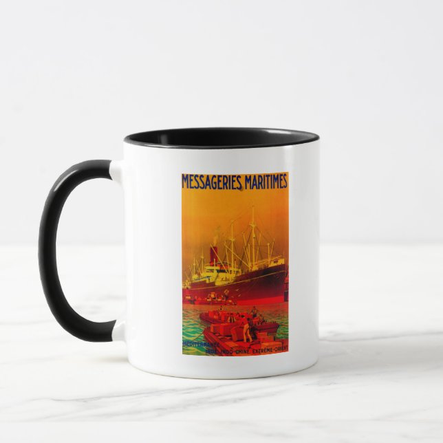 Messageries Maritimes Vintage PosterEurope Mug (Left)
