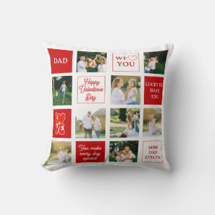 Messages for Dad 9 Photo Collage Valentine's Day Throw Pillow