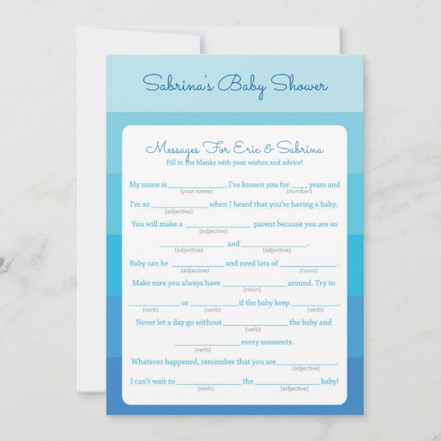 Messages for Parents To Be Blue Ombre Baby Shower Invitation (Front)
